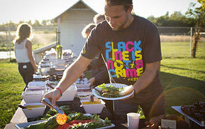 Guests enjoyed freshly picked food at the fall dinner.