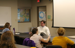 Barry Bickmore presenting a talk at a departmental luncheon