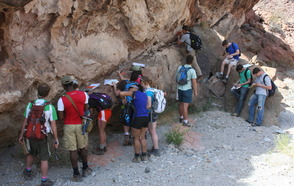 Students mapping a fault near Hoover Dam.