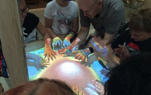 Students and Prof. Wilkerson learning how contour lines describe the shape of landforms (and our hands!). 