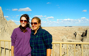 Katherine Shover '14 (left) and Mackenzie Cremeans '14 (right) at Badlands National Park.
