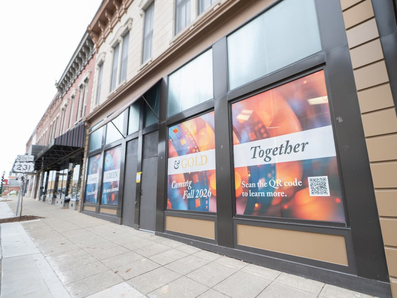Exterior storefront with Coming Fall 2026 renovation sign