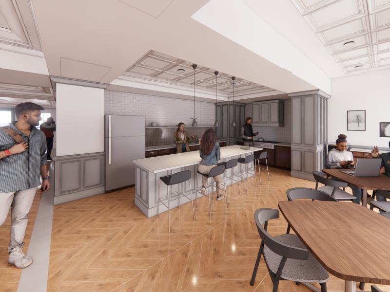 Mason Hall interior rendering, public space and lounge