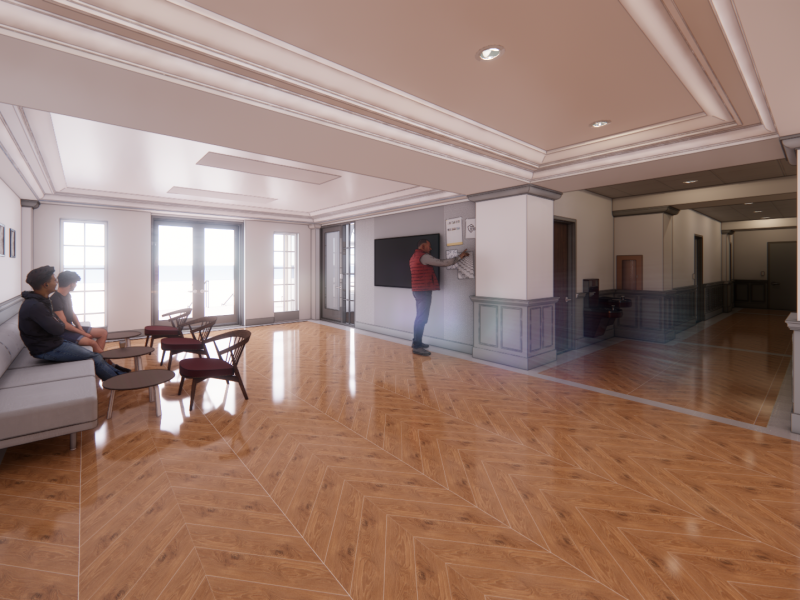 Mason Hall, rendering of public space and lounge