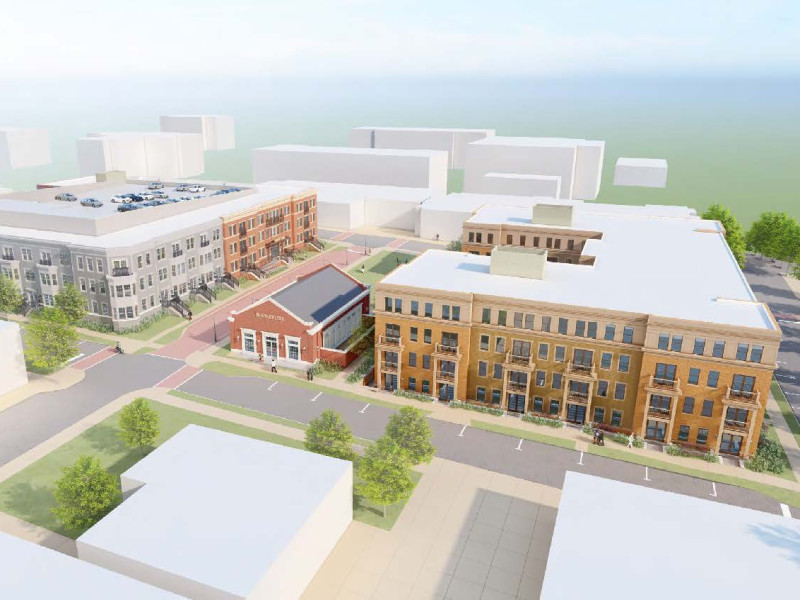 Overhead rendering of entire Seminary Square development plan