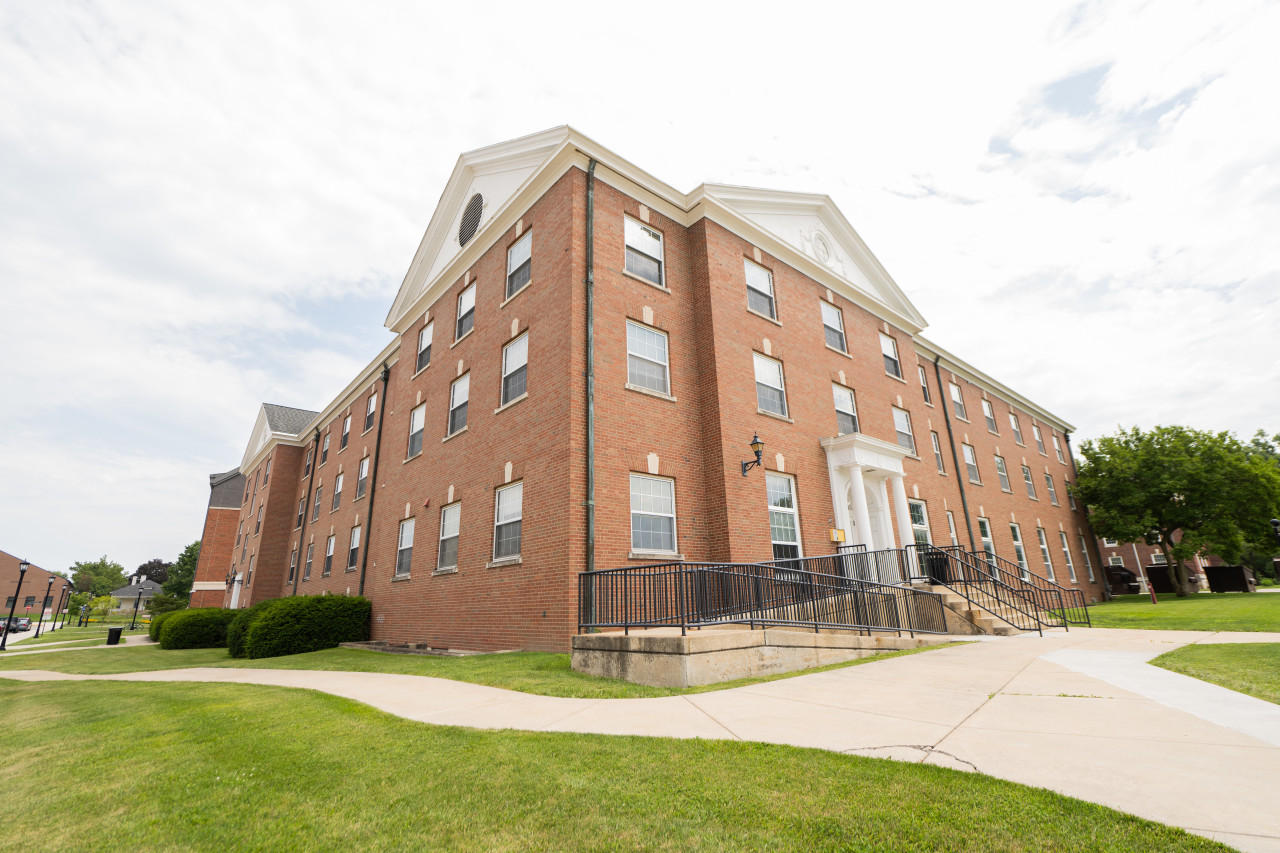 Exterior of Bishop Roberts Residence Hall in Summer.