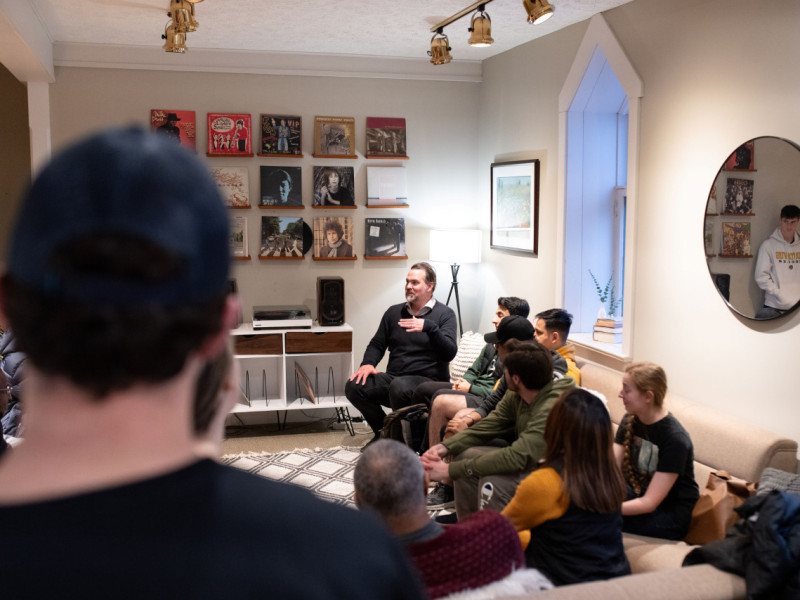 Students, faculty and staff come together for Spiritual Life events like this interfaith dinner co-hosted by DePauw\'s Hillel and Muslim Student Association.
