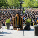 President White addressing the student body during commencement